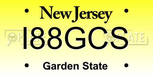 I88GCS New Jersey License Plate