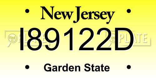 I89122D New Jersey License Plate