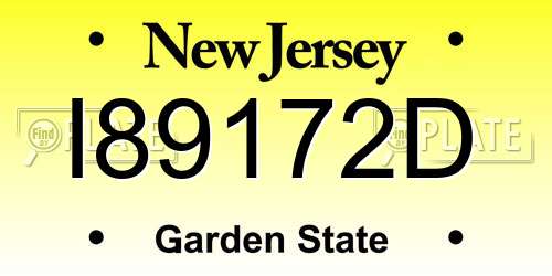 I89172D New Jersey License Plate