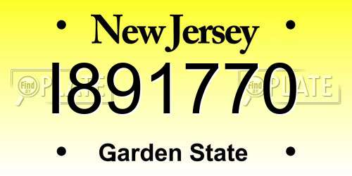 I891770 New Jersey License Plate