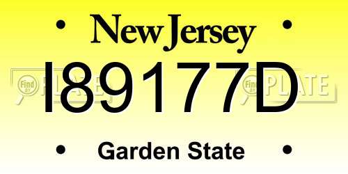 I89177D New Jersey License Plate