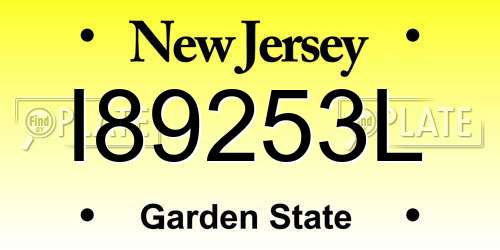 I89253L New Jersey License Plate