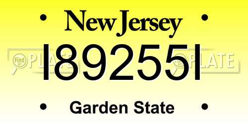 I89255I New Jersey License Plate