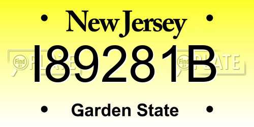 I89281B New Jersey License Plate