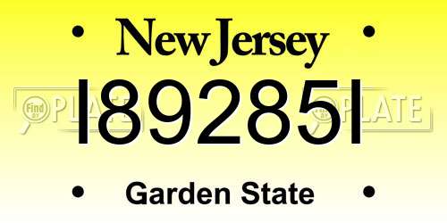 I89285I New Jersey License Plate