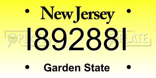I89288I New Jersey License Plate