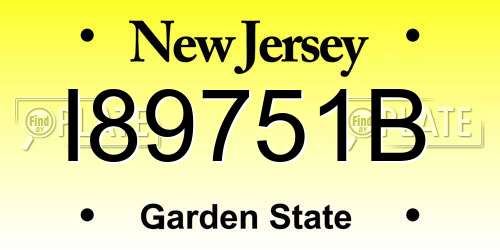 I89751B New Jersey License Plate