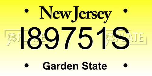 I89751S New Jersey License Plate