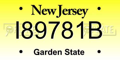 I89781B New Jersey License Plate