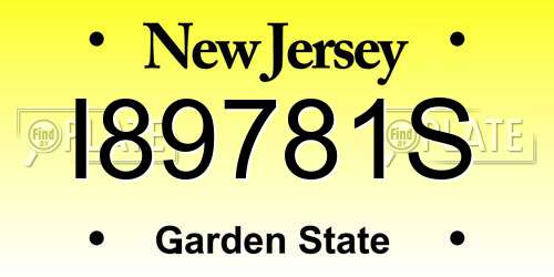 I89781S New Jersey License Plate