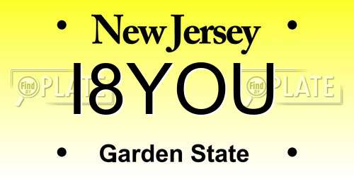 I8YOU New Jersey License Plate