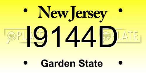 I9144D New Jersey License Plate