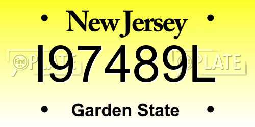 I97489L New Jersey License Plate