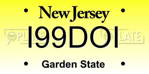 I99DOI New Jersey License Plate