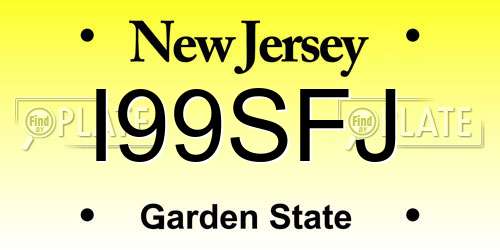 I99SFJ New Jersey License Plate