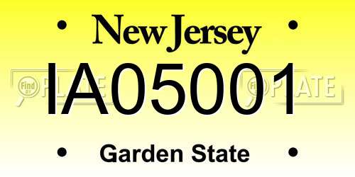 IA05001 New Jersey License Plate