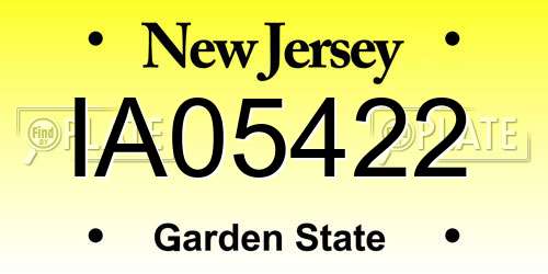 IA05422 New Jersey License Plate