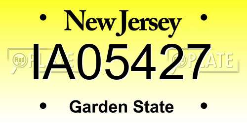 IA05427 New Jersey License Plate