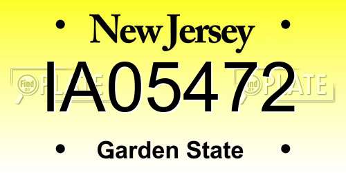 IA05472 New Jersey License Plate