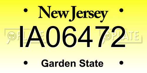 IA06472 New Jersey License Plate