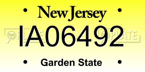 IA06492 New Jersey License Plate