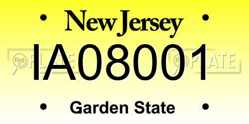 IA08001 New Jersey License Plate