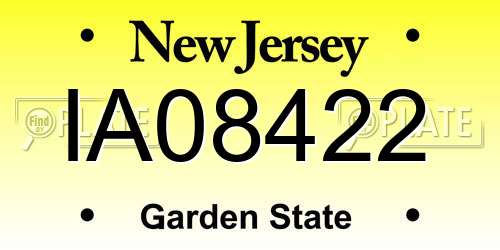 IA08422 New Jersey License Plate