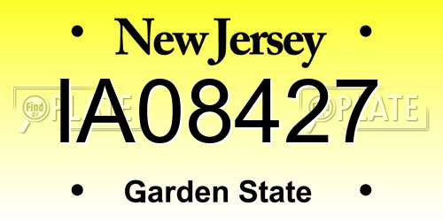IA08427 New Jersey License Plate