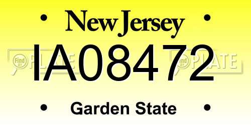 IA08472 New Jersey License Plate