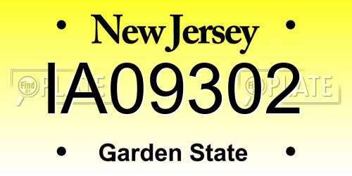IA09302 New Jersey License Plate