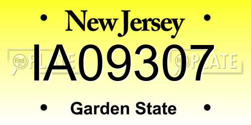 IA09307 New Jersey License Plate