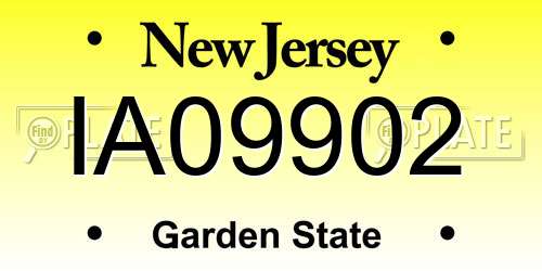 IA09902 New Jersey License Plate