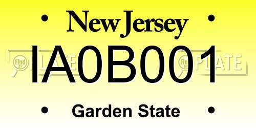 IA0B001 New Jersey License Plate