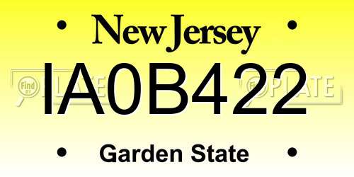 IA0B422 New Jersey License Plate