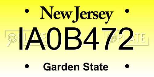 IA0B472 New Jersey License Plate