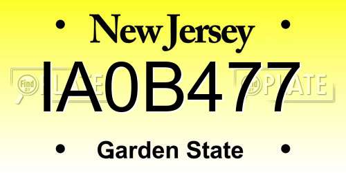 IA0B477 New Jersey License Plate