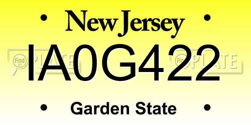 IA0G422 New Jersey License Plate