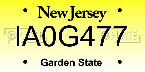 IA0G477 New Jersey License Plate