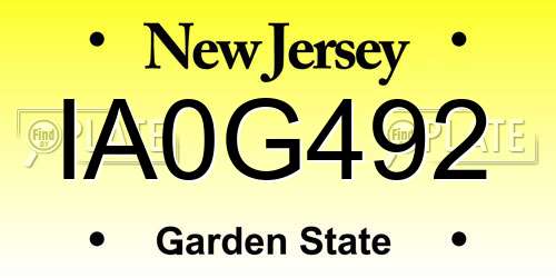 IA0G492 New Jersey License Plate