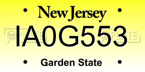 IA0G553 New Jersey License Plate