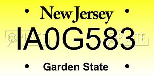 IA0G583 New Jersey License Plate