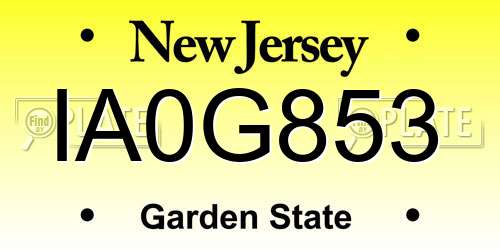 IA0G853 New Jersey License Plate