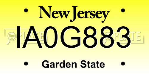 IA0G883 New Jersey License Plate