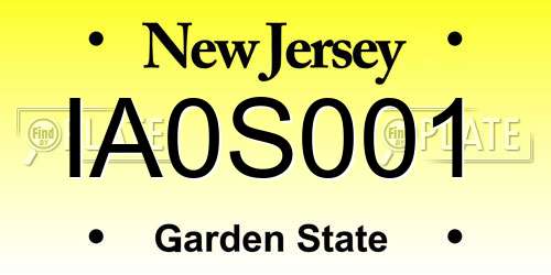 IA0S001 New Jersey License Plate
