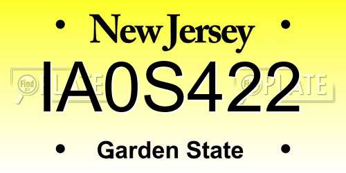 IA0S422 New Jersey License Plate