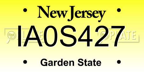 IA0S427 New Jersey License Plate