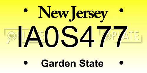 IA0S477 New Jersey License Plate