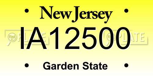 IA12500 New Jersey License Plate