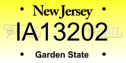 IA13202 New Jersey License Plate
