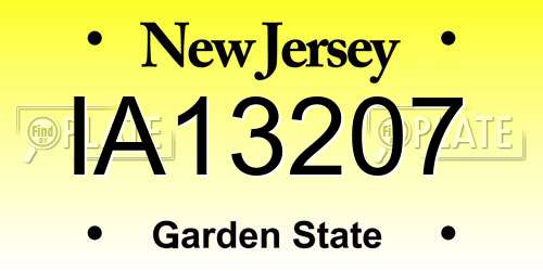 IA13207 New Jersey License Plate